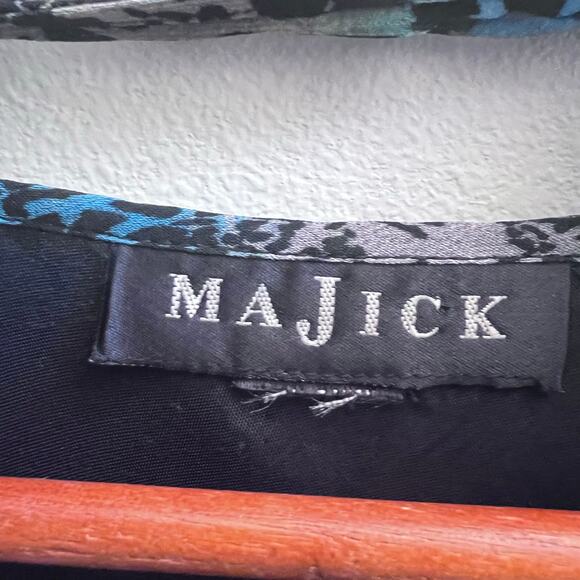 Vtg Majick Y2K 90s Floral Beaded Fairy Maxi Dress Scarf Black Blue Boho Womens M - Picture 3 of 6